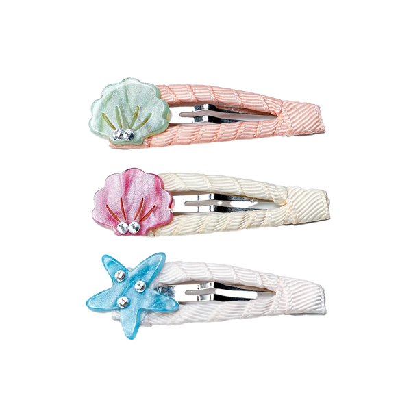 Seashells Pearlized Covered Snap Clips