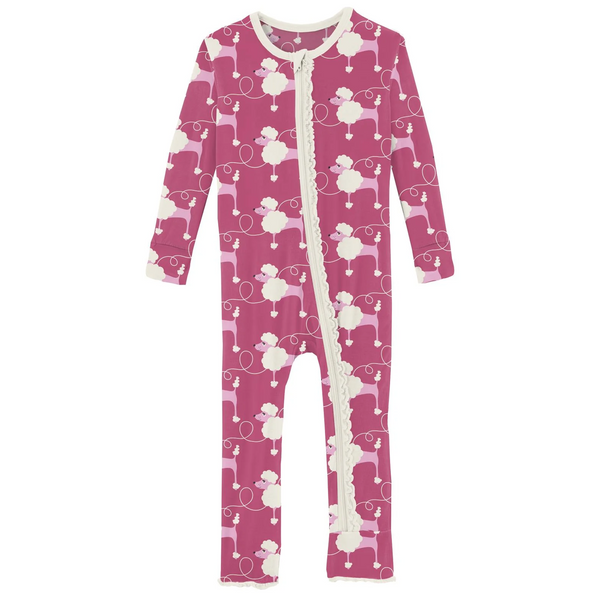 Print Muffin Ruffle Coverall with Zipper