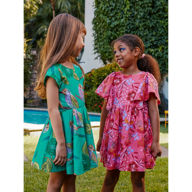 Butterfly Sleeve Twirl Dress