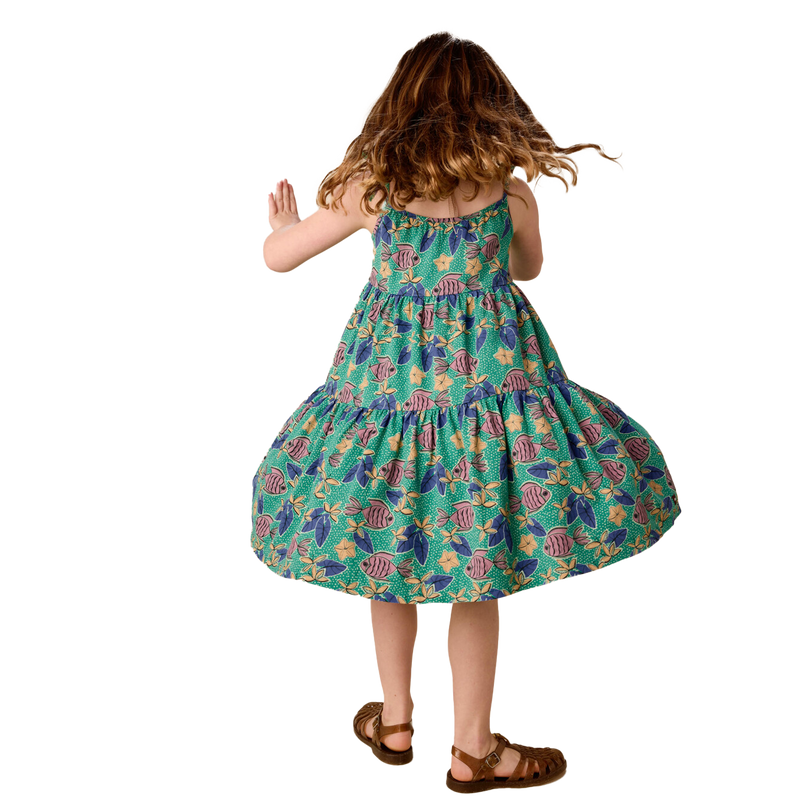Tie Shoulder Tiered Dress