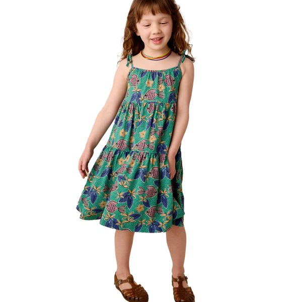 Tie Shoulder Tiered Dress