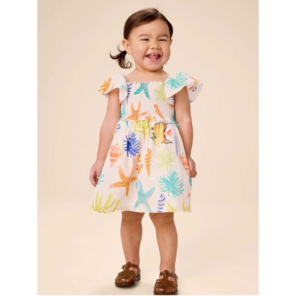 Flutter Sleeve Smocked Dress