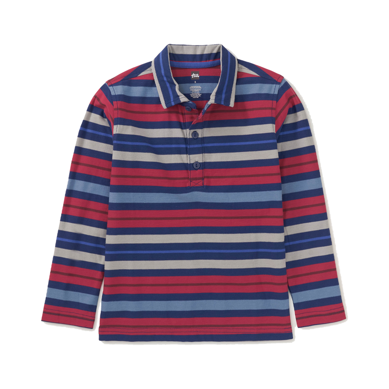 Long Sleeve Striped Polo