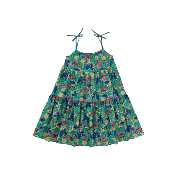 Tie Shoulder Tiered Dress