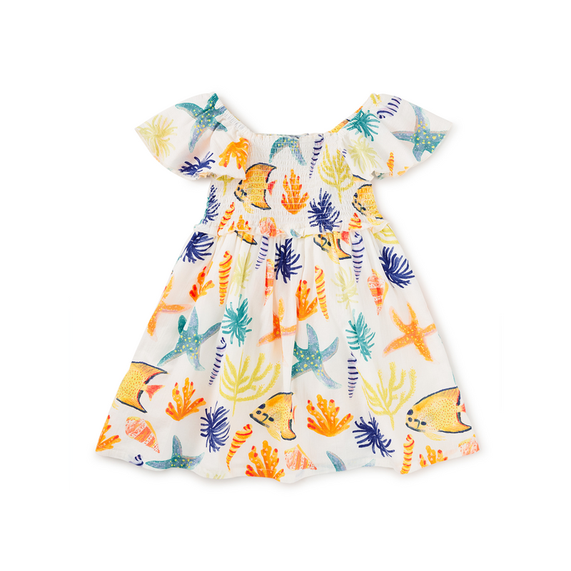 Flutter Sleeve Smocked Dress