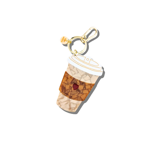 Hand-Painted Coffee Cup Bag Charm + Keychain | Eco-Friendly