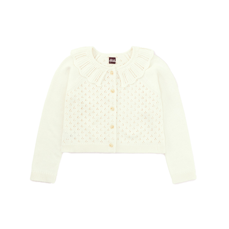 Collared Pointelle Cardigan