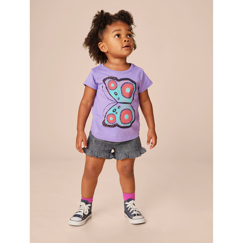 Chambray Ruffle Hem Baby Short