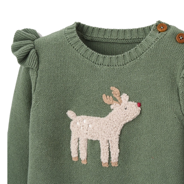 REINDEER SWEATER + WINTER TARTAN SKIRT SET