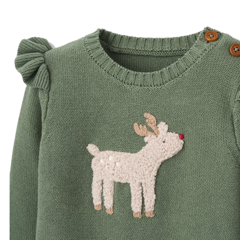 REINDEER SWEATER + WINTER TARTAN SKIRT SET