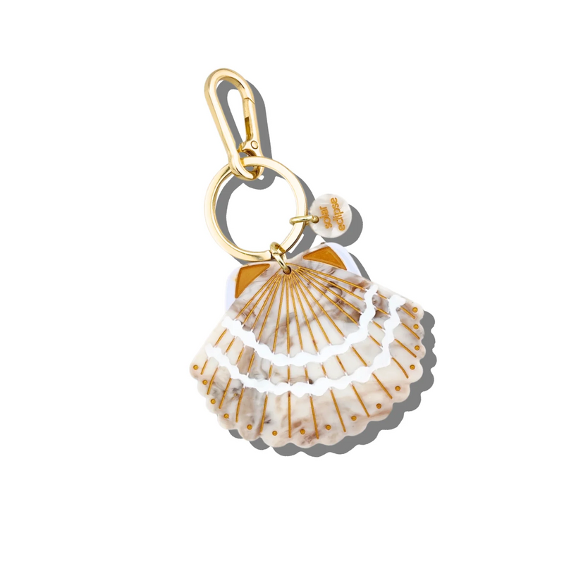 Hand-painted Seashell Bag Charm + Keychain | Eco-Friendly