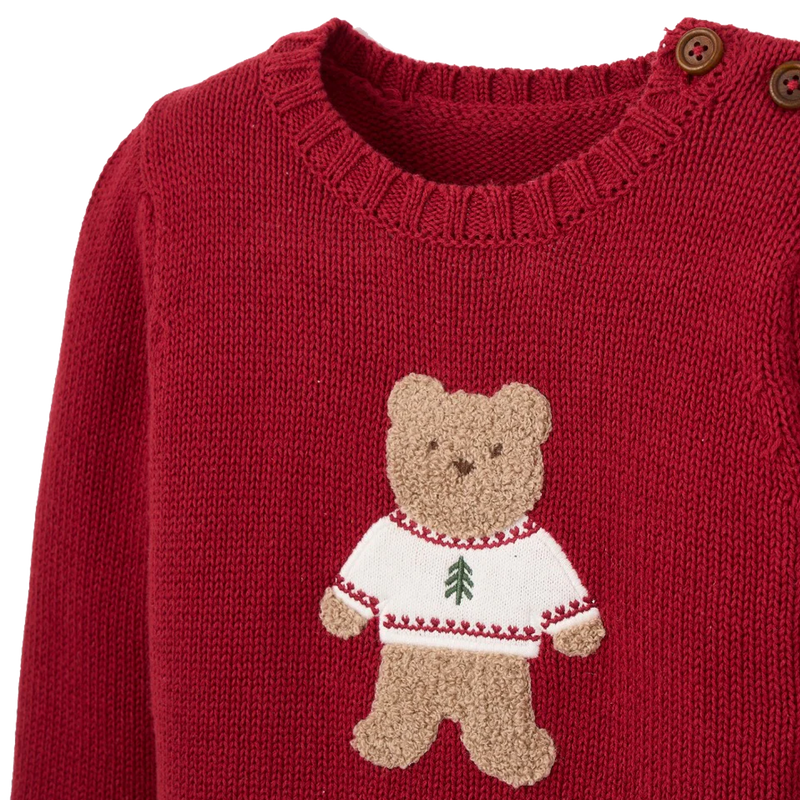 BEAR SWEATER + WINTER TARTAN PANT SET