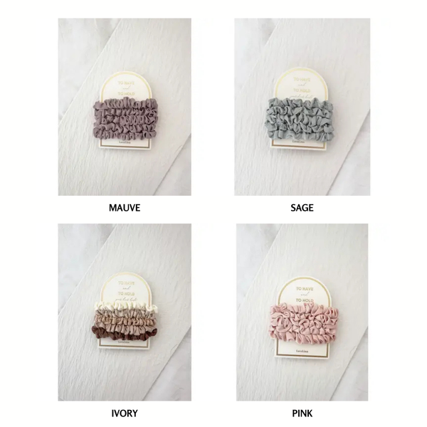 5PC Skinny Silk Hair Tie Scrunchies Set