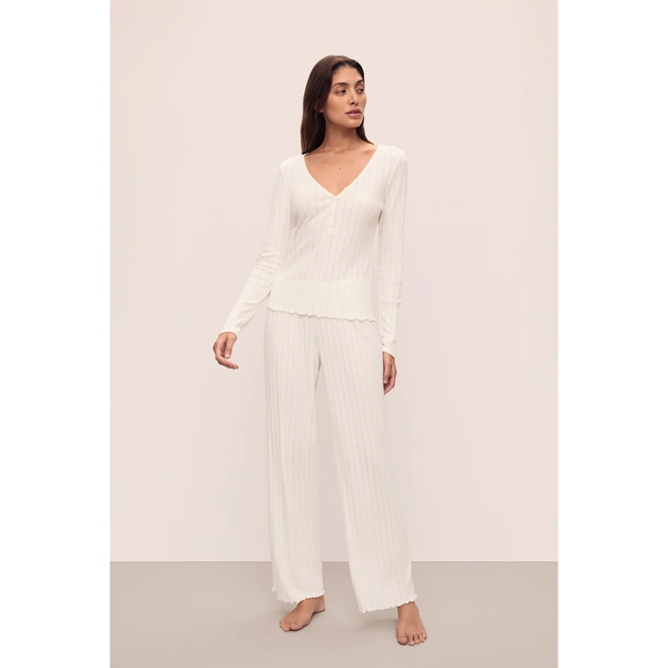 Pointelle V Neck Henley