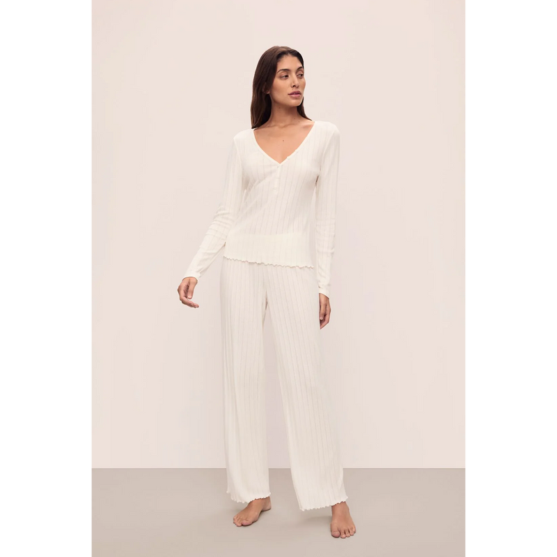 Pointelle V Neck Henley