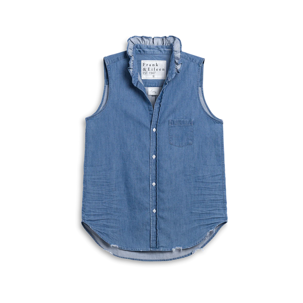 Fiona Ruffle, Ruffle Collar Sleeveless Button-Up Shirt