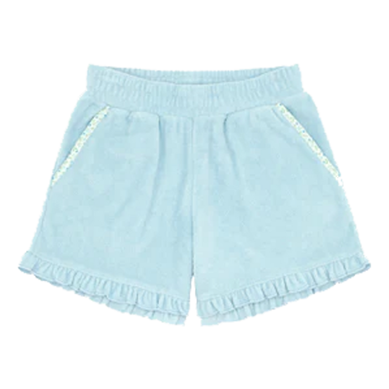 Girls Pacific Blue Ruffle Terry Shorts