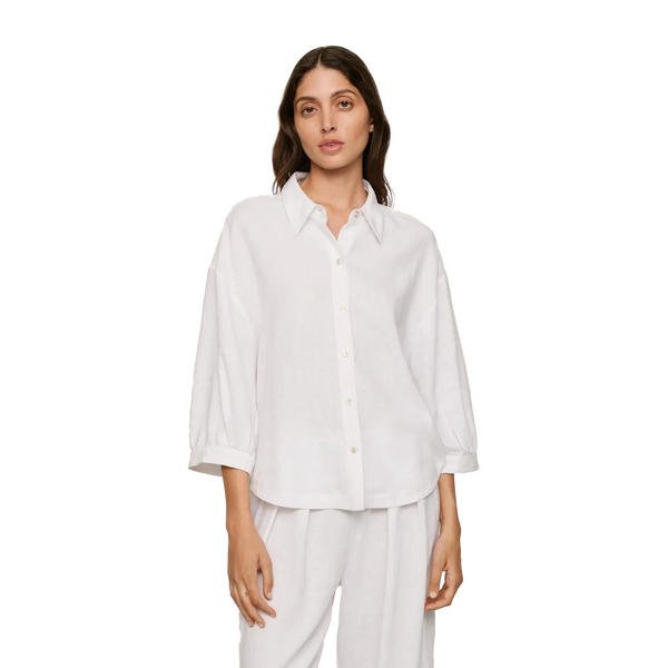 Linen Blend Relaxed Quarter Sleeve Top