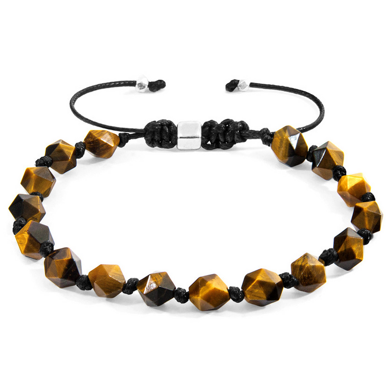 Brown Tigers Eye Zebedee Silver & Stone Beaded Macrame Bracelet