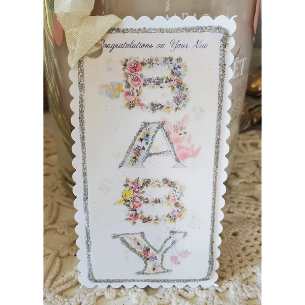 Vintage Congratulations Baby Gift Tag Keepsake