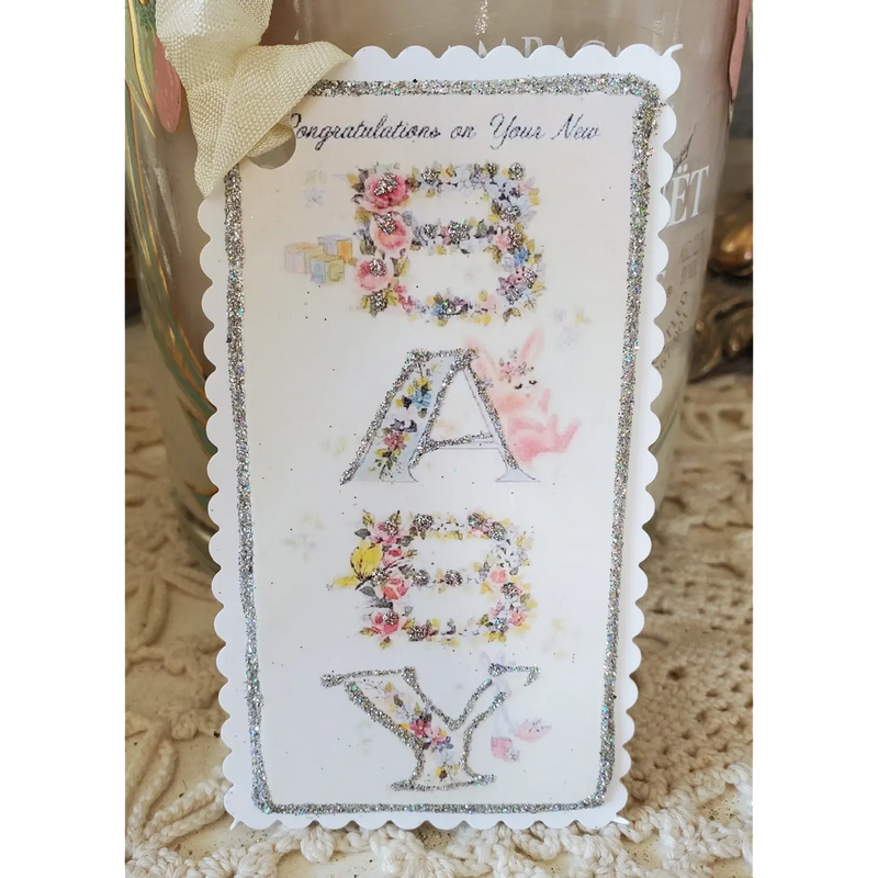 Vintage Congratulations Baby Gift Tag Keepsake