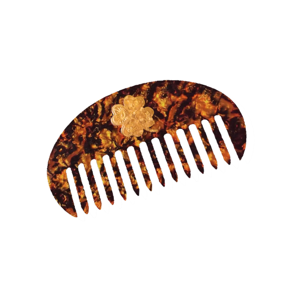 Hand-Painted Lucky Clover Gua Sha Treatment Hair Comb | Eco-Friendly