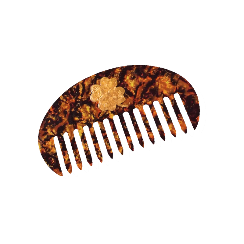 Hand-Painted Lucky Clover Gua Sha Treatment Hair Comb | Eco-Friendly
