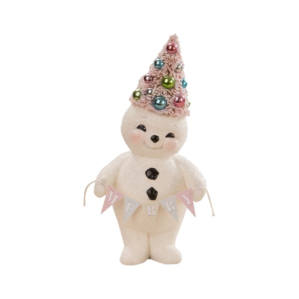 Pastel Merry Snowman With Tree