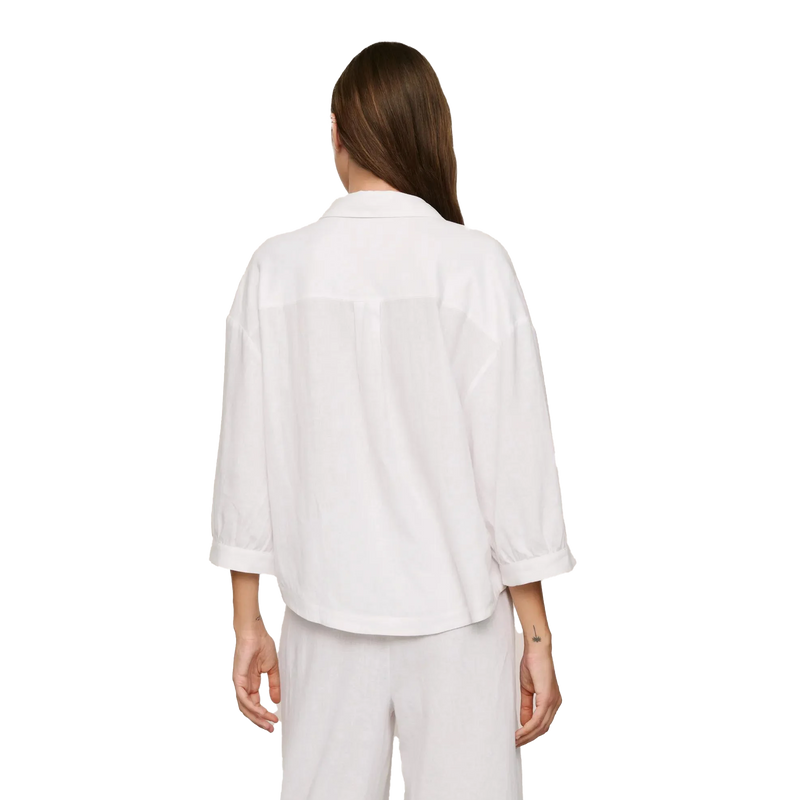 Linen Blend Relaxed Quarter Sleeve Top