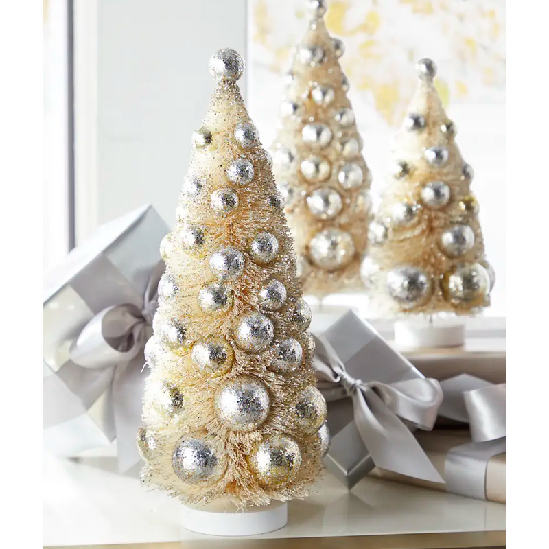 Silver & Gold Bottle Brush Tree, Set of 3