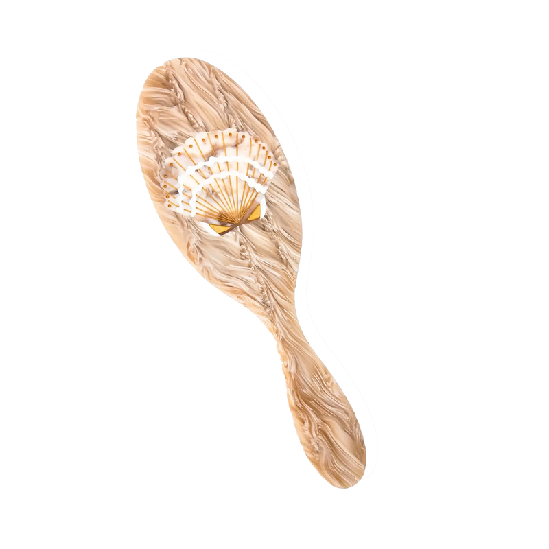 Hand-Painted Seashell Acetate 2-1 Daily Hair Brush