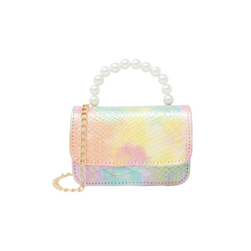 Tie Dye Crocodile Pearl Handle Handbag