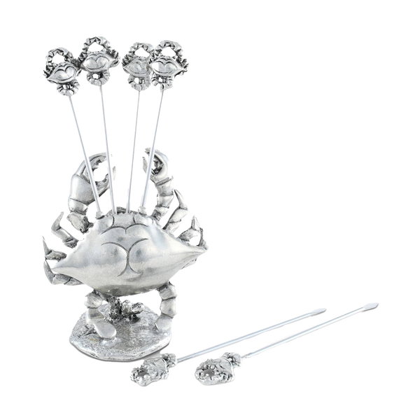 Pewter Blue Crab Cheese Pick Set
