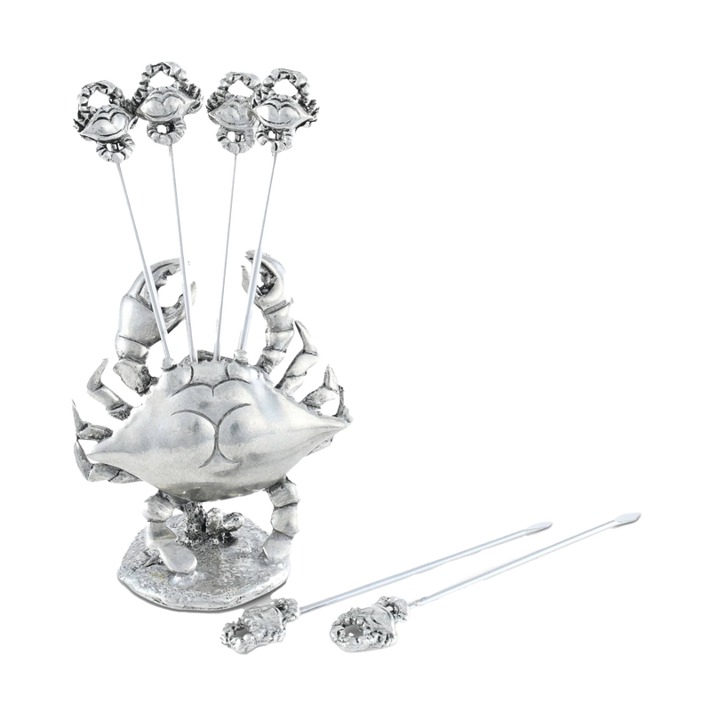 Pewter Blue Crab Cheese Pick Set