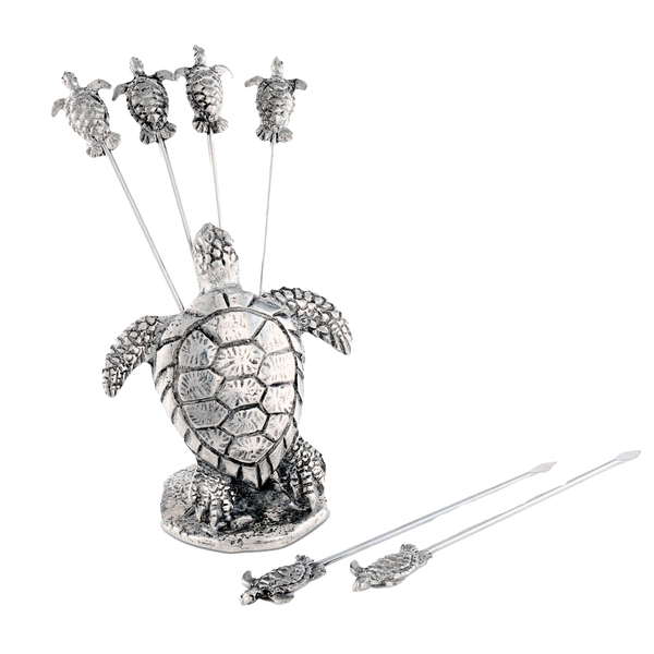 Pewter Sea Turtle Cheese Pick Set