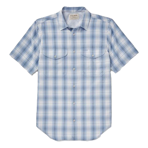 Twin Lakes Short Sleeve Sport Shirt Blue Plaid