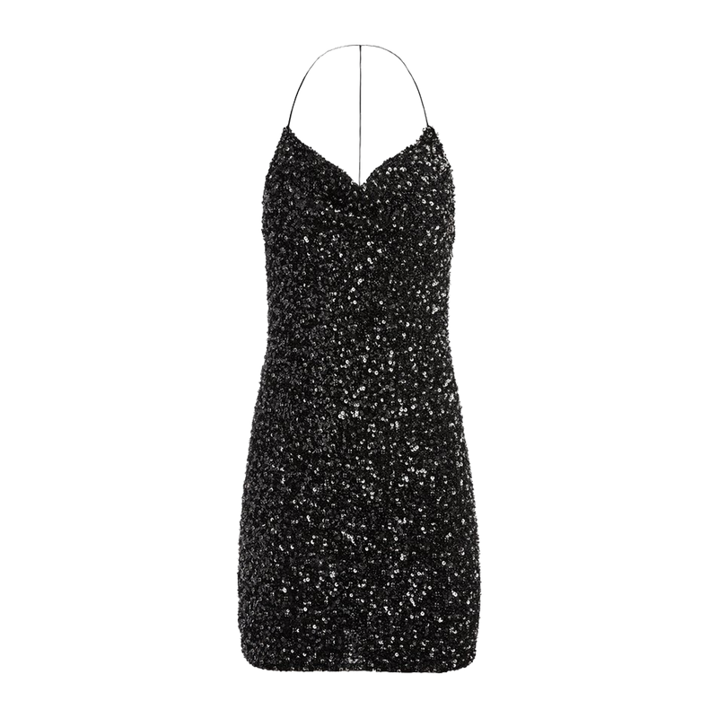 Krystal Sequin Cowl Neck Mini Dress The Gold Parrot Krystal Sequin Cowl Neck Mini Dress The Gold Parrot