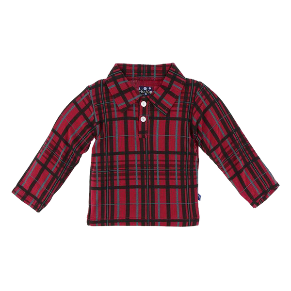 Holiday Print Long Sleeve Polo