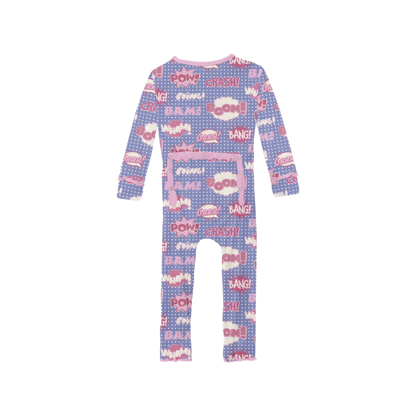 Print Muffin Ruffle Coverall with Zipper