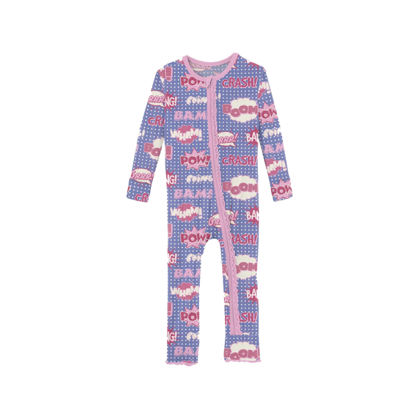 Print Muffin Ruffle Coverall with Zipper