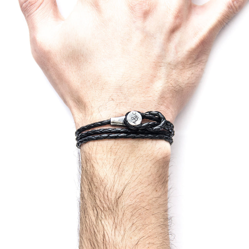 Dundee Silver & Braided Leather Bracelet