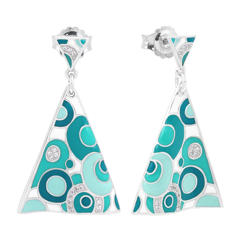 Groovy White Aqua Earrings