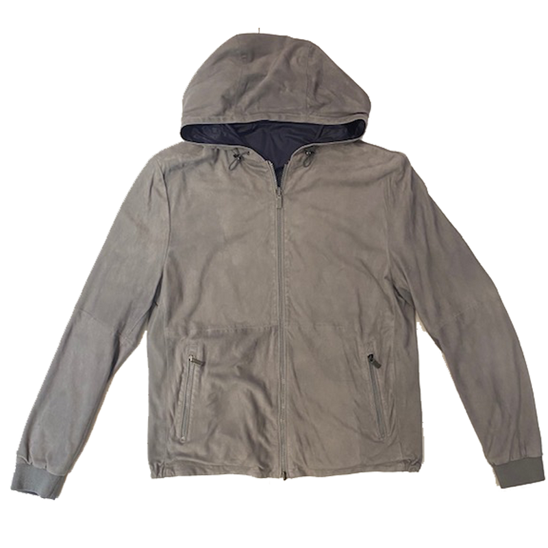 Leather Reversible Jacket with Hood