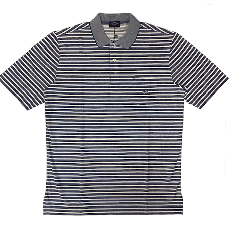 Knitted Polo Striped Navy & White