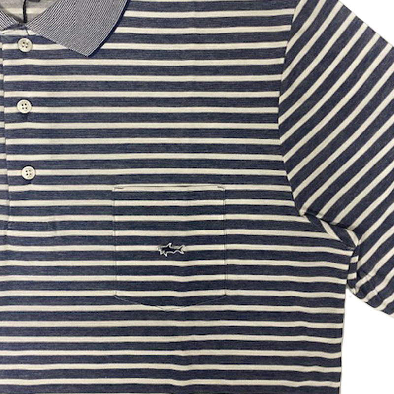 Knitted Polo Striped Navy & White