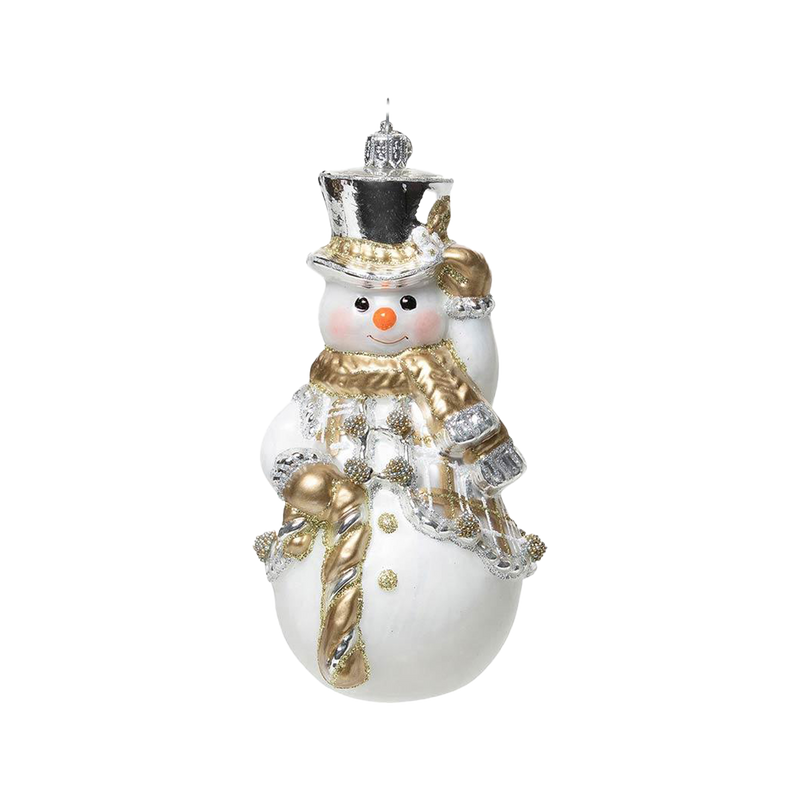Tartan Snowman Glass Ornament