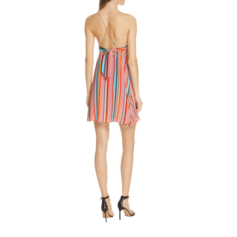 Kalia Striped Halter Tie-Back Mini Dress