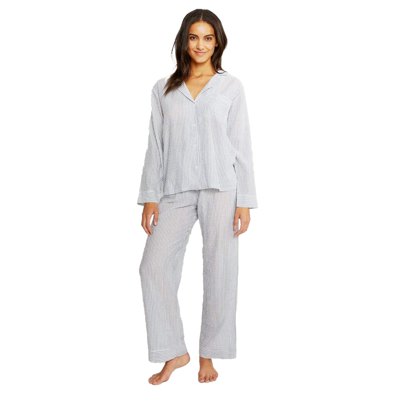 Nautico Stripe Woven Long Pj Set