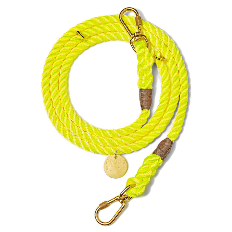 Neon Yellow Rope Dog Leash, Adjustable