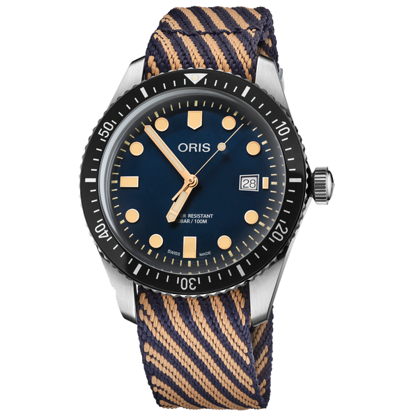 ORIS TEXTILE RECYCLED STRAP BLUE/TAN DIVER SIXTYFIVE